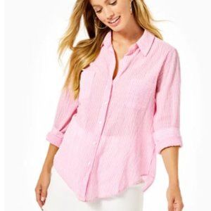 Lilly Pulitzer Pink Seersucker Button-Down Shirt